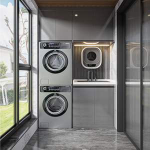 Custom Modular Balcony Laundry Cabinet with Integrated Dryer and Washing Machine Set for Apartment