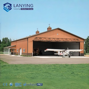 Large Span Prefabricated Steel Structure Aircraft Hangar Building With Automatic Sliding Doors For Private Jet Storage