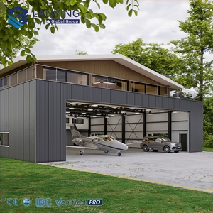 Large Span Prefabricated Steel Structure Aircraft Hangar Building with Automatic Sliding Doors for Private Jets